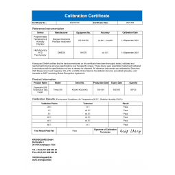 Calibration Certificate - TempU S8 Single-use data logger for temperature