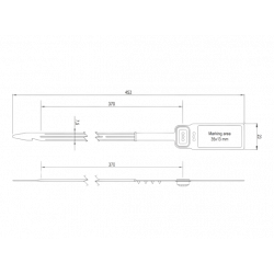 Durchziehplombe UNIVERSAL BAG SEAL mit Zacken - Technische Zeichnung