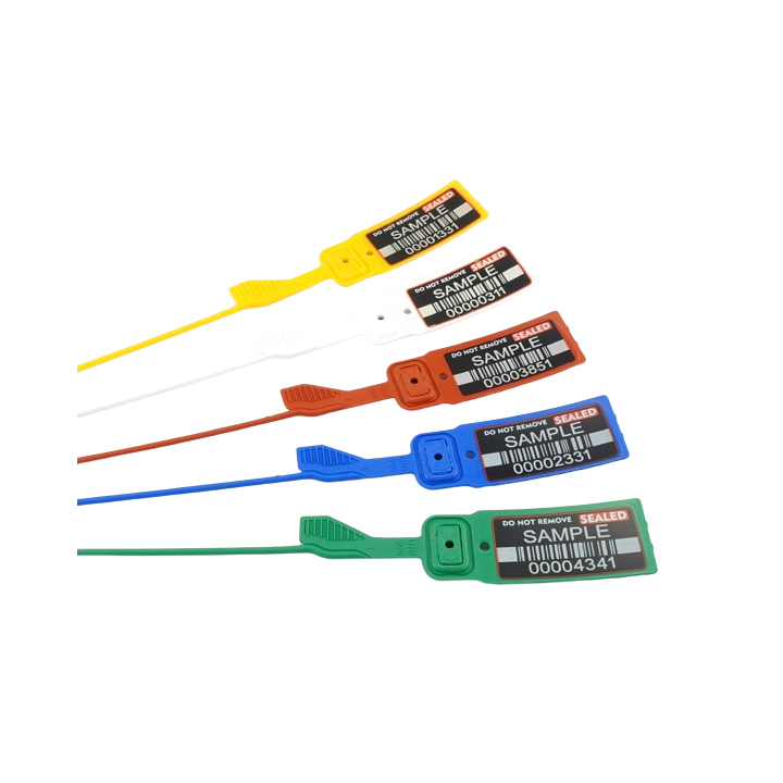 Pull-up seal UNIVERSAL 300 with barcode 128, tear-off device and backside labels