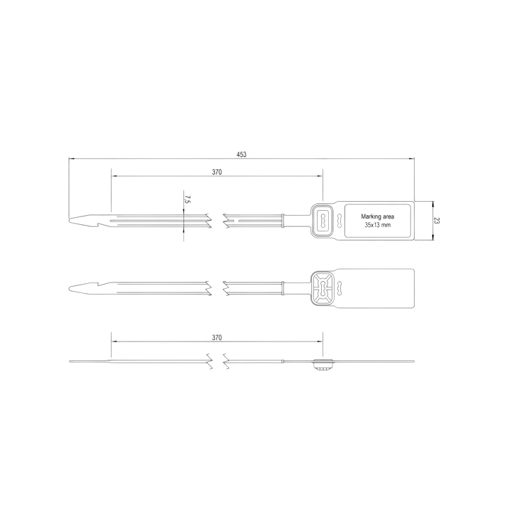 Pull-up seal UNIVERSAL BAG SEAL - Drawing of Simple version