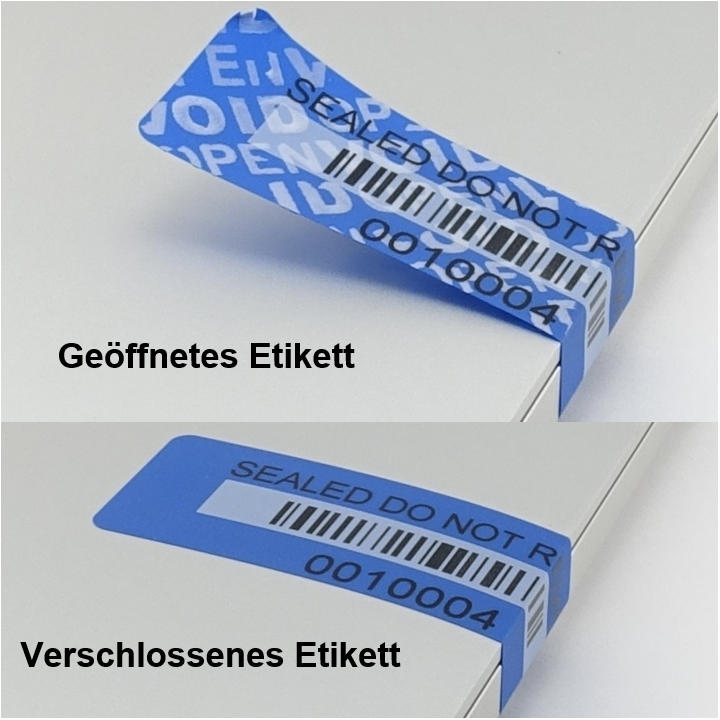 VOID Sicherheitsetikett ohne Rückstand - Geöffnet und verschlossen