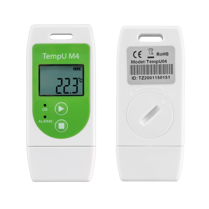 Reusable data logger TempU M4 - Front and back