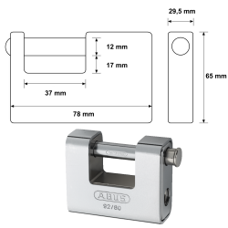 ABUS Monobloc 92 steel padlock in 2 sizes